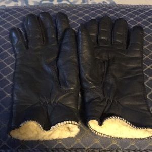 Navy blue leather gloves